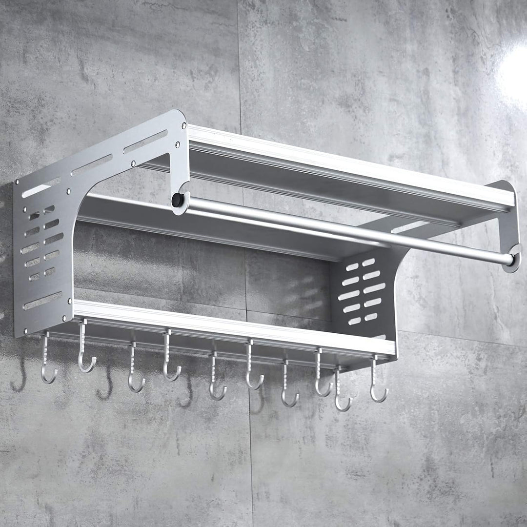 Uziqueif Halterung Mikrowellen Mit 10 Haken Und 2 Ablagen Mikrowellenhalter Ablage Halter Microwelle