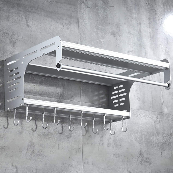 Uziqueif Halterung Mikrowellen Mit 10 Haken Und 2 Ablagen Mikrowellenhalter Ablage Halter Microwelle