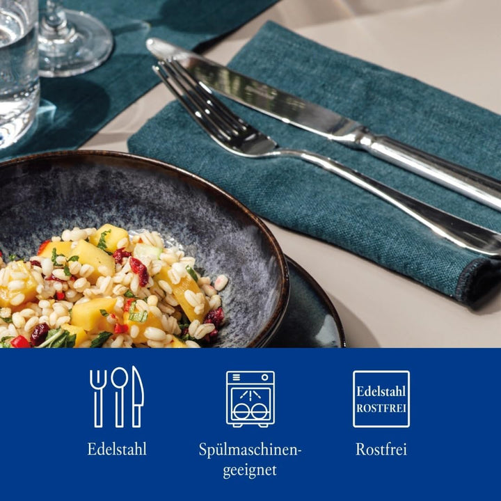 Villeroy & Boch – Oscar Tafelbesteck 68 teilig, 12 Personen, spülmaschinenfest, rostfrei, Besteck Ed