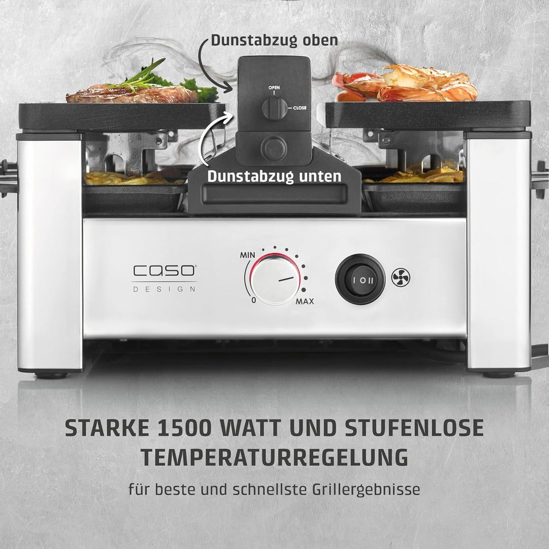 CASO Raclette AirClean - Raclettegrill mit integriertem Dunstabzug, für 8 Personen, schnelles Aufhei