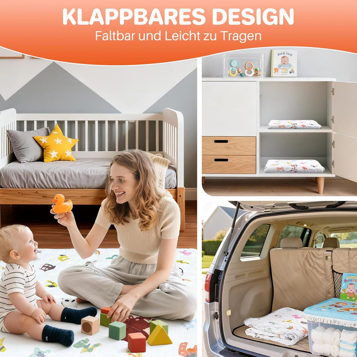 FUNYKICH Krabbelmatte Baby Faltbare 150x150cm, Anti-Rutsch Verdickte Spielmatte Baby Faltbar, Sicher