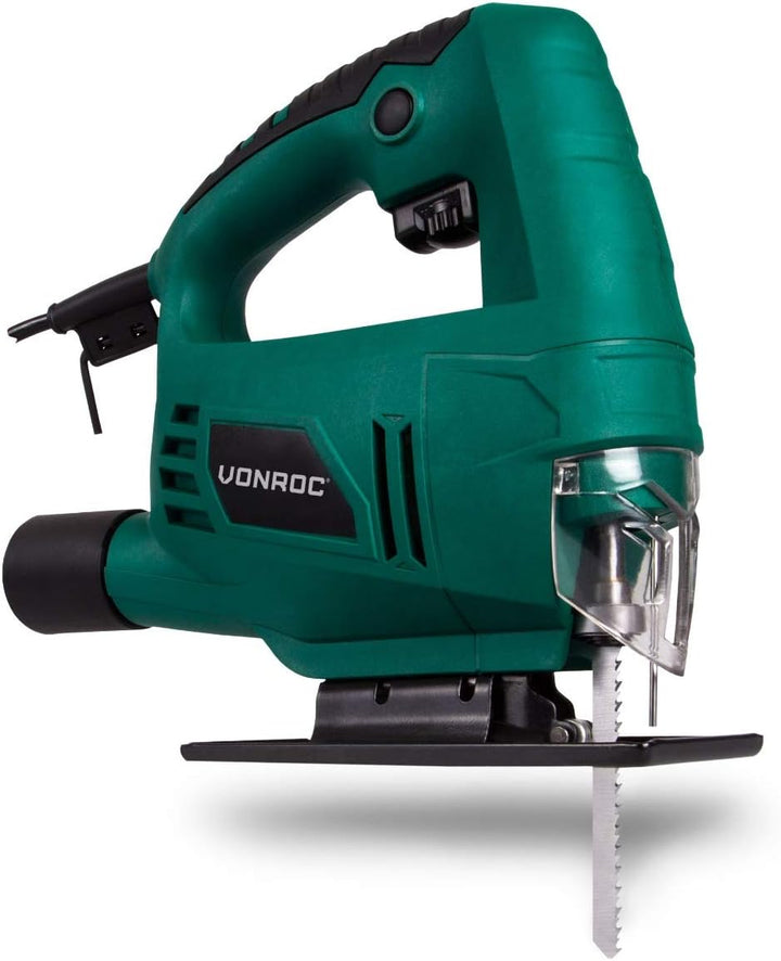VONROC Stichsäge elektrisch 550W - Pendelhubstichsäge mit Staubabsaugung, variable Schnittwinkel & G
