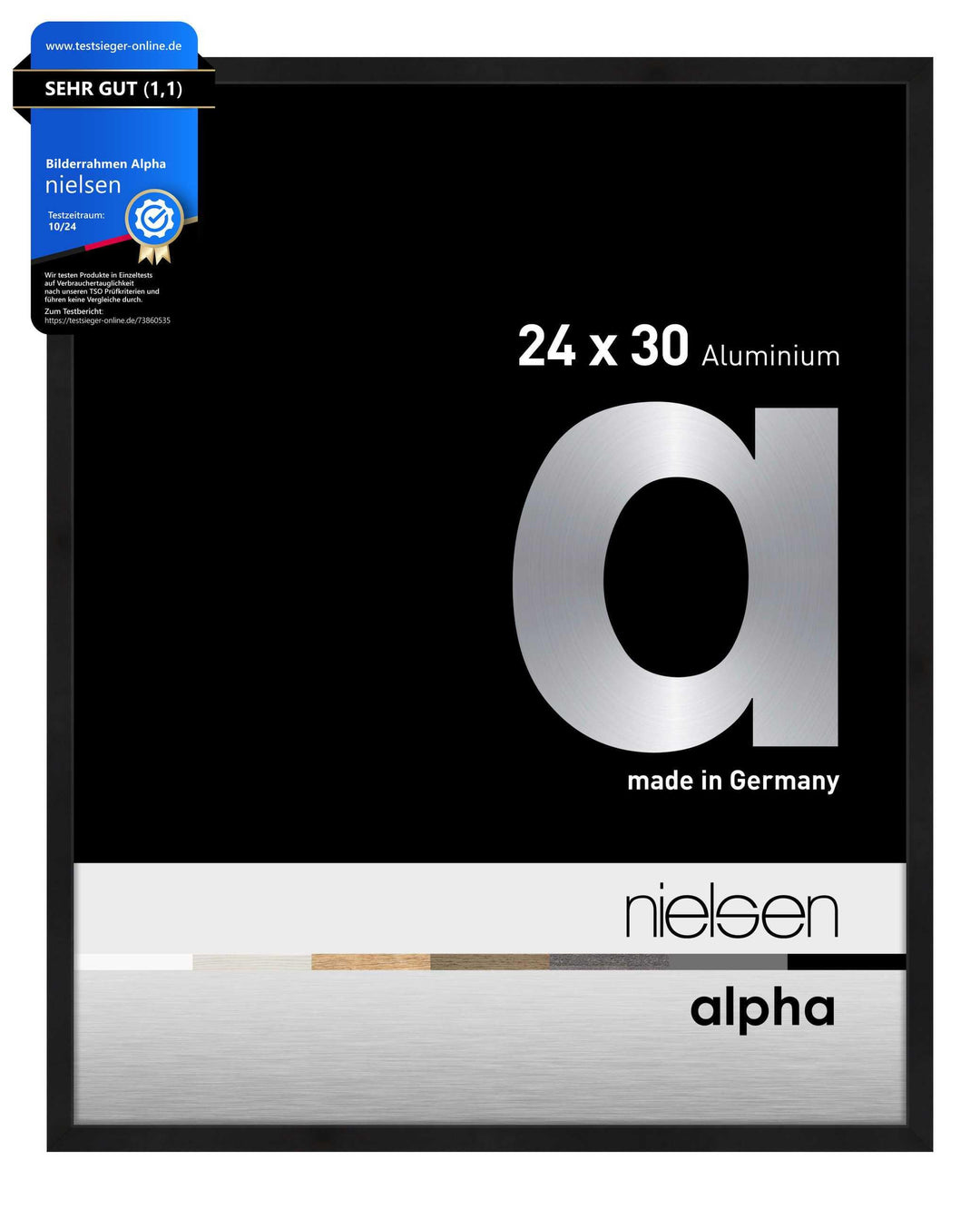 nielsen Aluminium Bilderrahmen Alpha, 24x30 cm, Eloxal Schwarz Matt Eloxal Schwarz Matt 24 x 30 cm,
