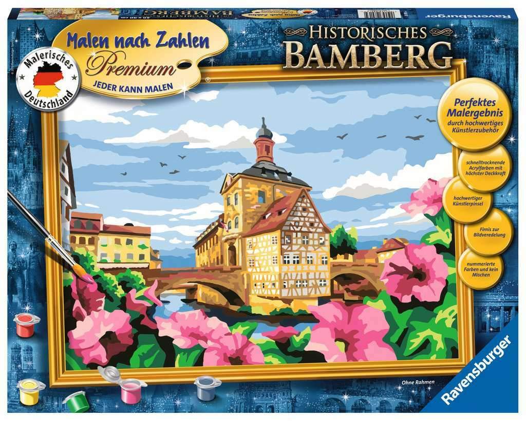 Ravensburger Malen nach Zahlen 28913 - Historisches Bamberg - Perfektes Malergebnis durch hochwertig
