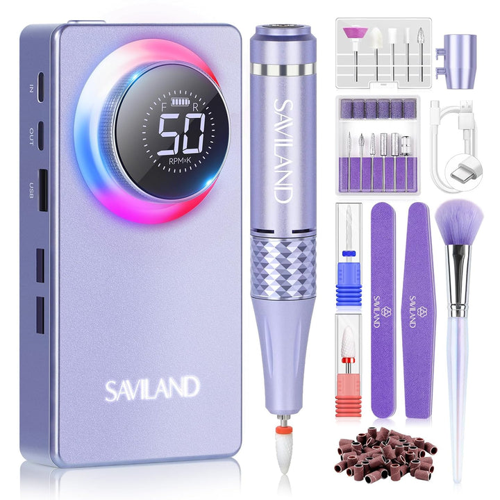 Saviland Nagelfräser, Nagelfräser für Gelnägel 50000 U/min, 12 in 1 Professionell Maniküre Pediküre