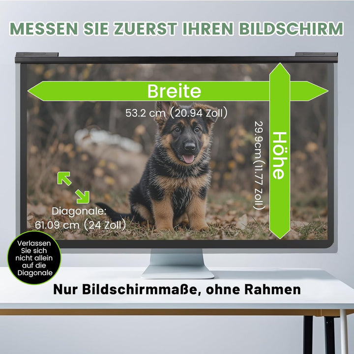 EliWhale Abnehmbare Sichtschutzfolie für 24 Zoll 16:9 Monitor, Hängender Datenschutzfilter Bildschir