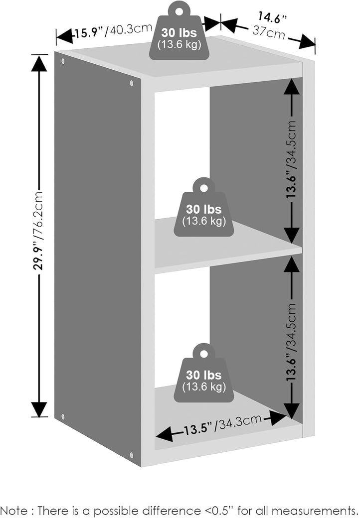 Furinno Cubic Offenes Rückwand-Multifunktionsregal für Kleidung &amp; Schrankaufbewahrung, 2-Fächer, Hel