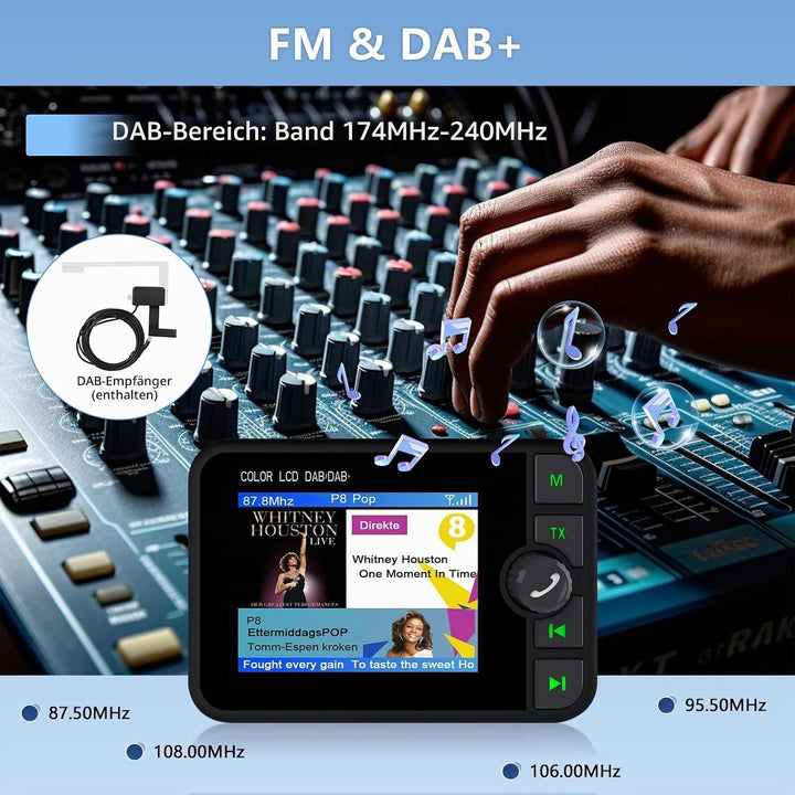 Hikity DAB/DAB+ Tragbarer Radio Adapter mit 2.4 Zoll Color Large LCD Display für Android Autoradio m