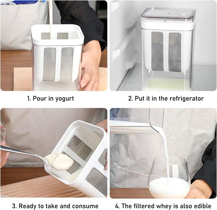 Frischkäsebereiter, Joghurt Sieb Mit Deckel, Waschbar Molkeabscheider, Wiederverwendbarer Feine Filt
