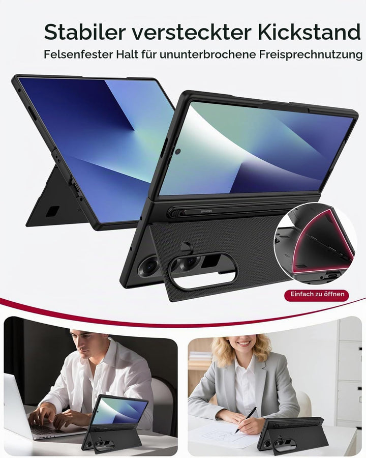 Miimall Kompatibel mit Samsung Galaxy Z Fold 7 Hülle mit S-Pen &amp; Stifthalter, [HD Displayschutz] Ult