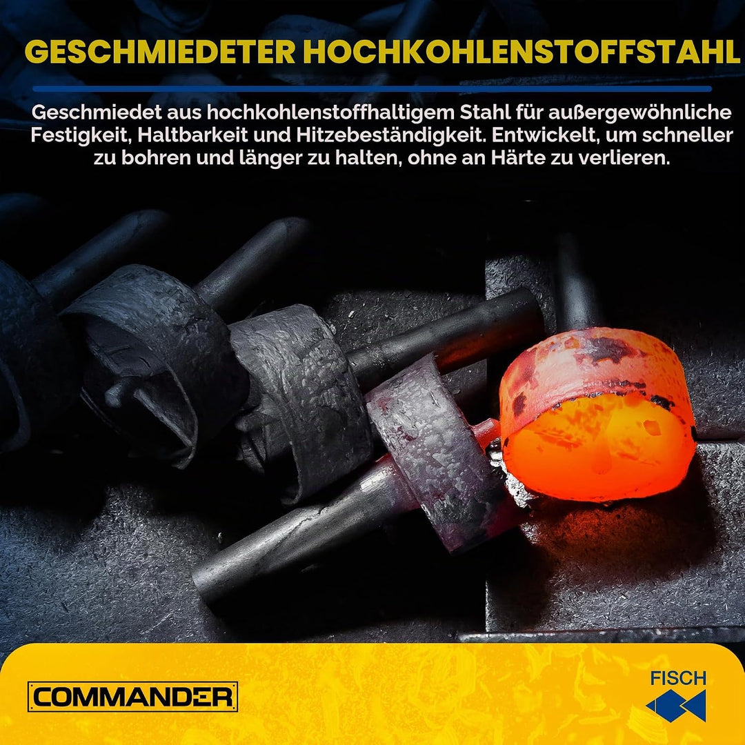 Black Shark Pro Forstnerbohrer Set 6 tlg., Ø 20-25-30-35-40-50 mm, Länge 90 mm, in einer Holzkassett