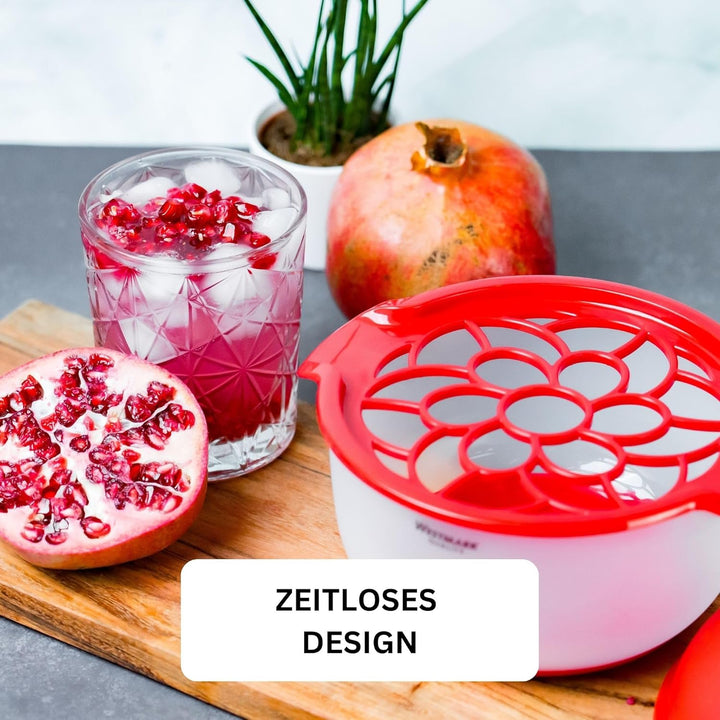 Westmark Granatapfel Entkerner/Entsafter, 3-teilig, Kunststoff/Silikon, Buzzer, Transluzent/Rot, 516