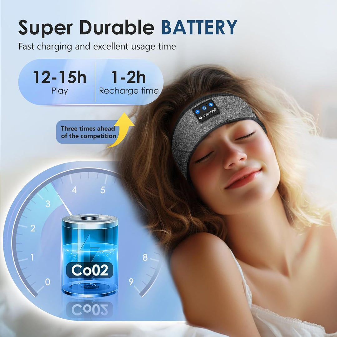 ZUMUSEN Schlafkopfhörer Stirnband Bluetooth 5.4, Super Weiche 15+ Stunden Wiedergabe Sleep Headphone