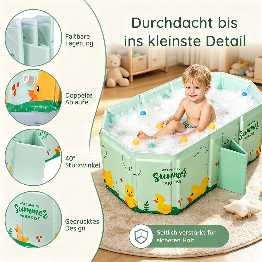 Grosse Faltbare Badewanne für Kinder - Tragbare Badewanne Kleinkindbadewanne mit doppelten Aussagen
