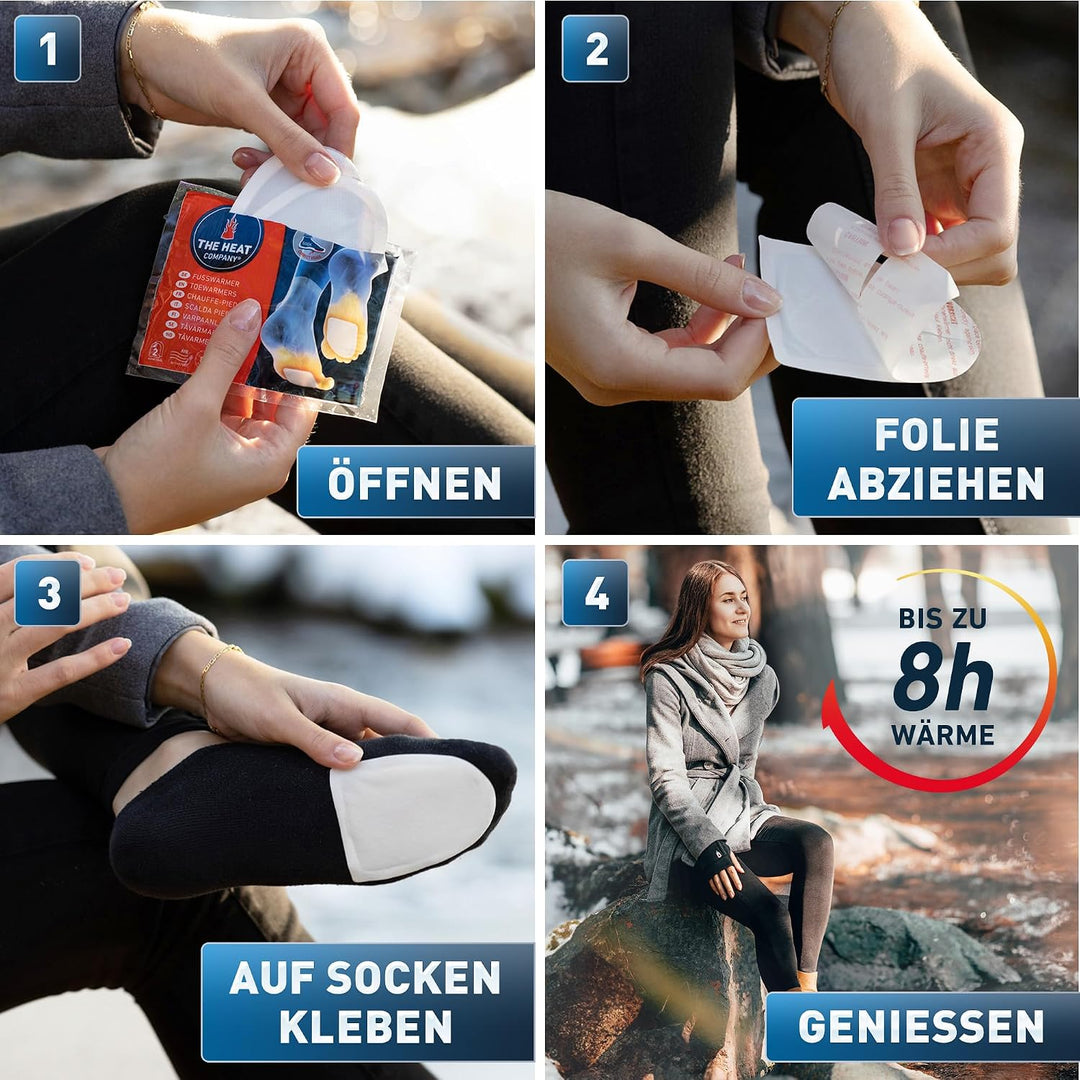 THE HEAT COMPANY Fusswärmer - 5, 15 oder 40 Paar - EXTRA WARM - klebend - Zehenwärmer - 8 Stunden wa