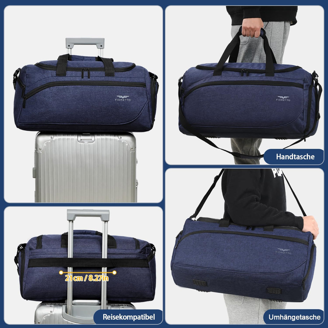 FIORETTO 35L Sporttasche &amp; Reisetasche für Damen und Herren, mit Schuhfach &amp; Nassfach, Wasserdicht T
