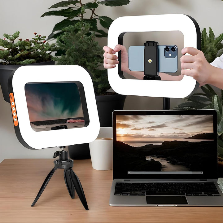 Selfie-Ringlicht – quadratischer Video-Stabilisator mit Beleuchtung | Anti-Vibrationsring für Schönh