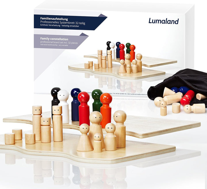 Lumaland Familienaufstellung Familienbrett Systembrett Set 32 Teile aus
