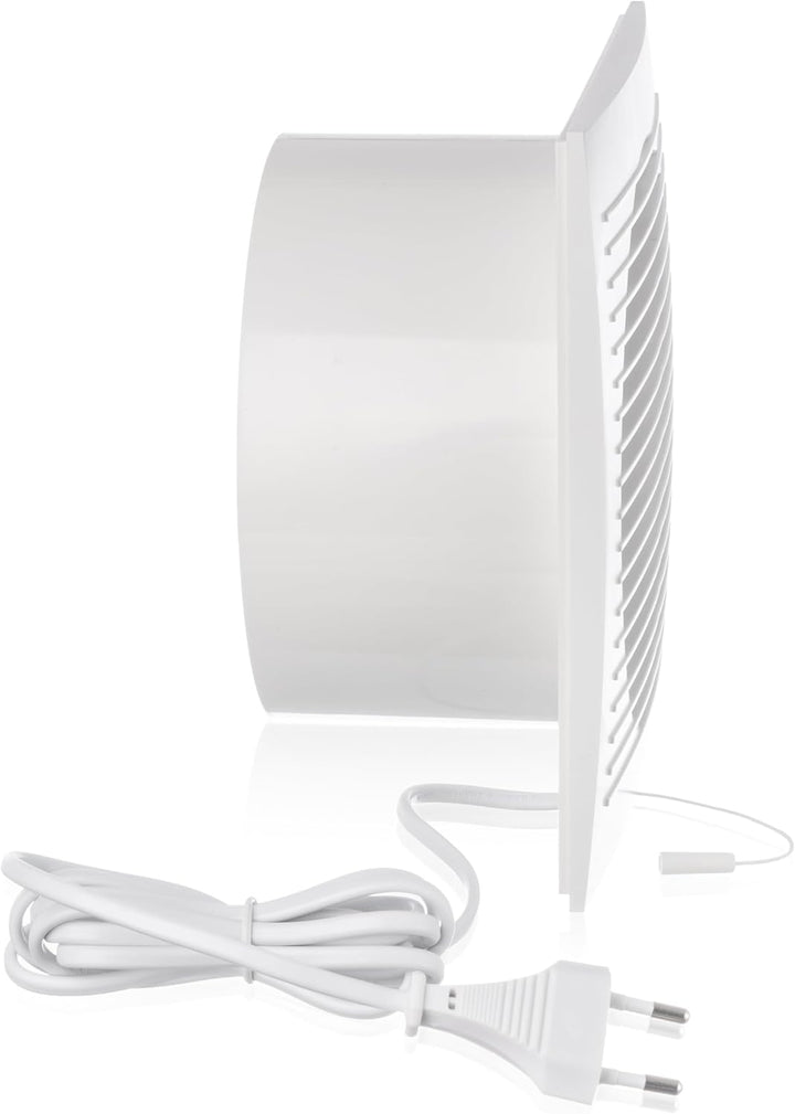Ø 150mm Badlüfter Fan mit Zugschnur und Stecker - Weiss Abluftventilator - Ventilator zur Belüftung