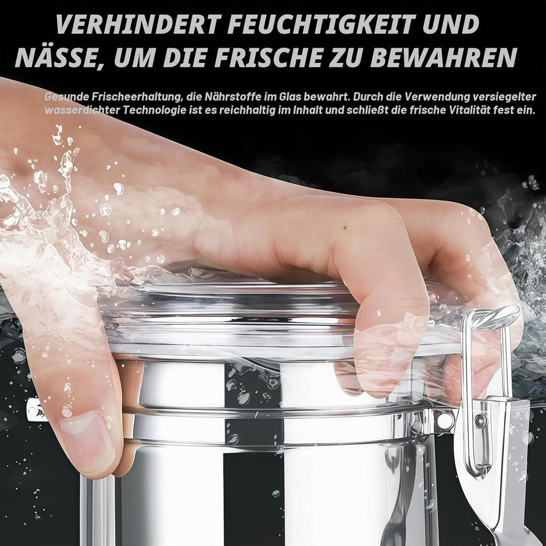 2Pcs Premium Kaffeedose: 1.1L Kaffeedose Luftdicht mit Deckel, Edelstahl Dose zur Aufbewahrung, Arom