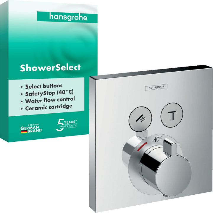 hansgrohe ShowerSelect - Thermostat Unterputz, Armatur mit Sicherheitssperre (SafetyStop) bei 40° C,
