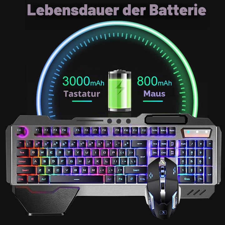 LexonElec Wireless 2.4G wiederaufladbare Tastatur Maus Set 3000mAh Grosse Kapazität Mechanisches Fee