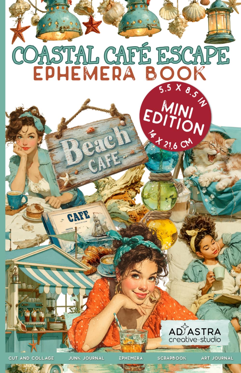 COASTAL CAFE ESCAPE EPHEMERA BOOK - MINI EDITION: For Junk Journals, Scrapbook, Ephemera And More, T
