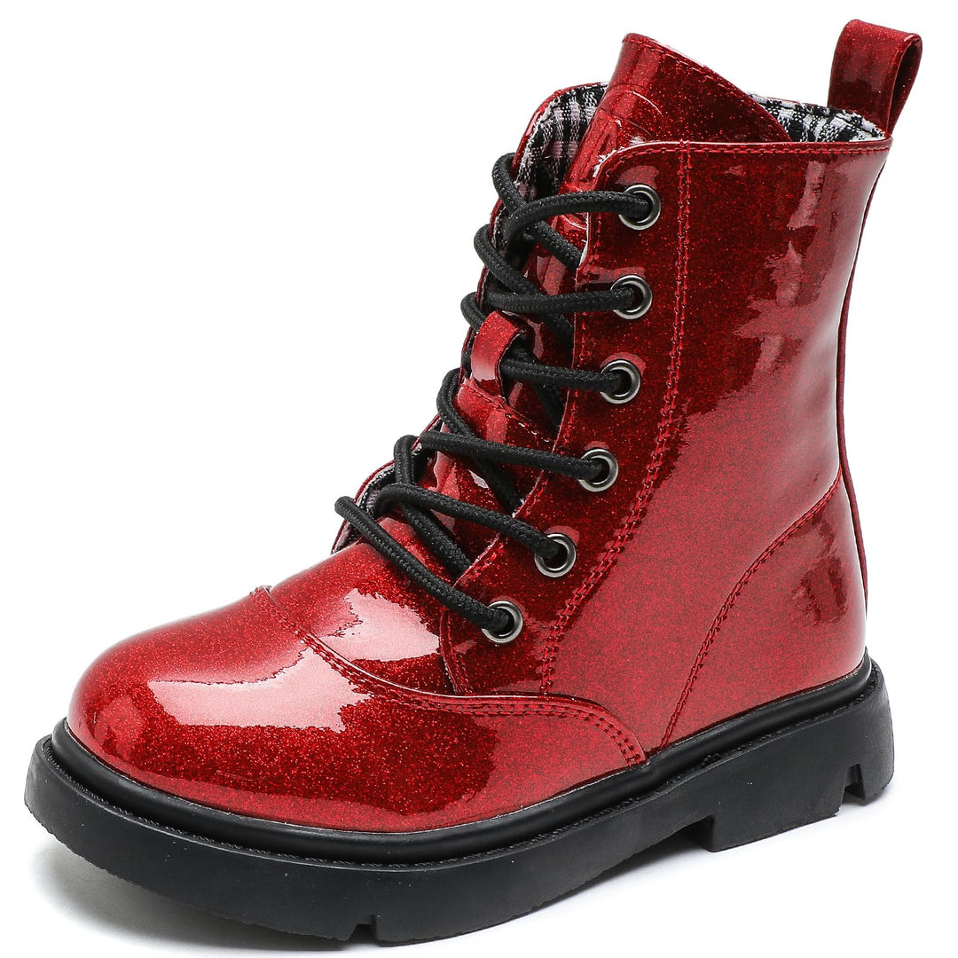 DADAWEN Jungen Stiefel wasserdichte Mädchen Schnürstiefeletten 35 EU Rot, 35 EU Rot