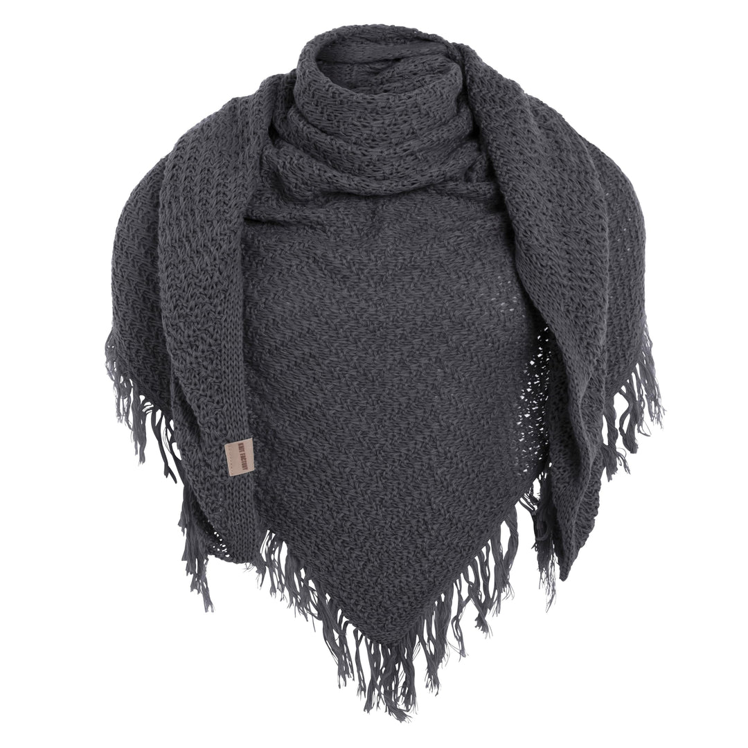 KNIT FACTORY - Dreiecksschal Amber - Damen Strickschal mit Wolle - Umschlagtuch für den Herbst und W