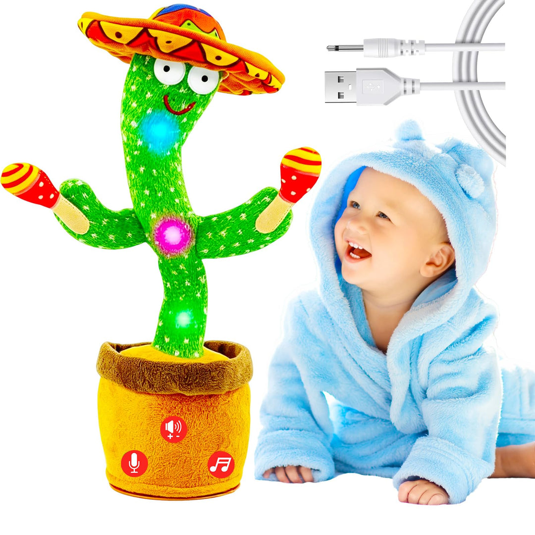 Tanzender Sprechender Kaktus Baby Spielzeug, Lautstärke einstellbar, Nachahmend Singend Wiederholend
