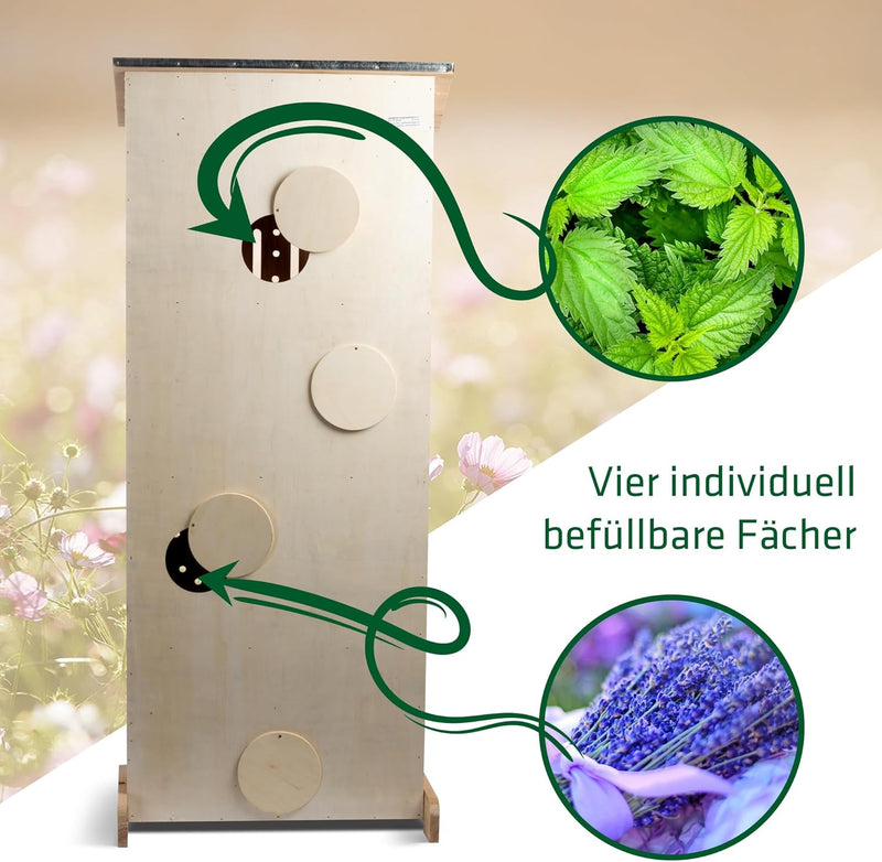 GARDIGO® Insektenhotel Gross XXL Stehend | Insektenhaus 115 cm hoch | Nistkasten für Wildbienen Flor