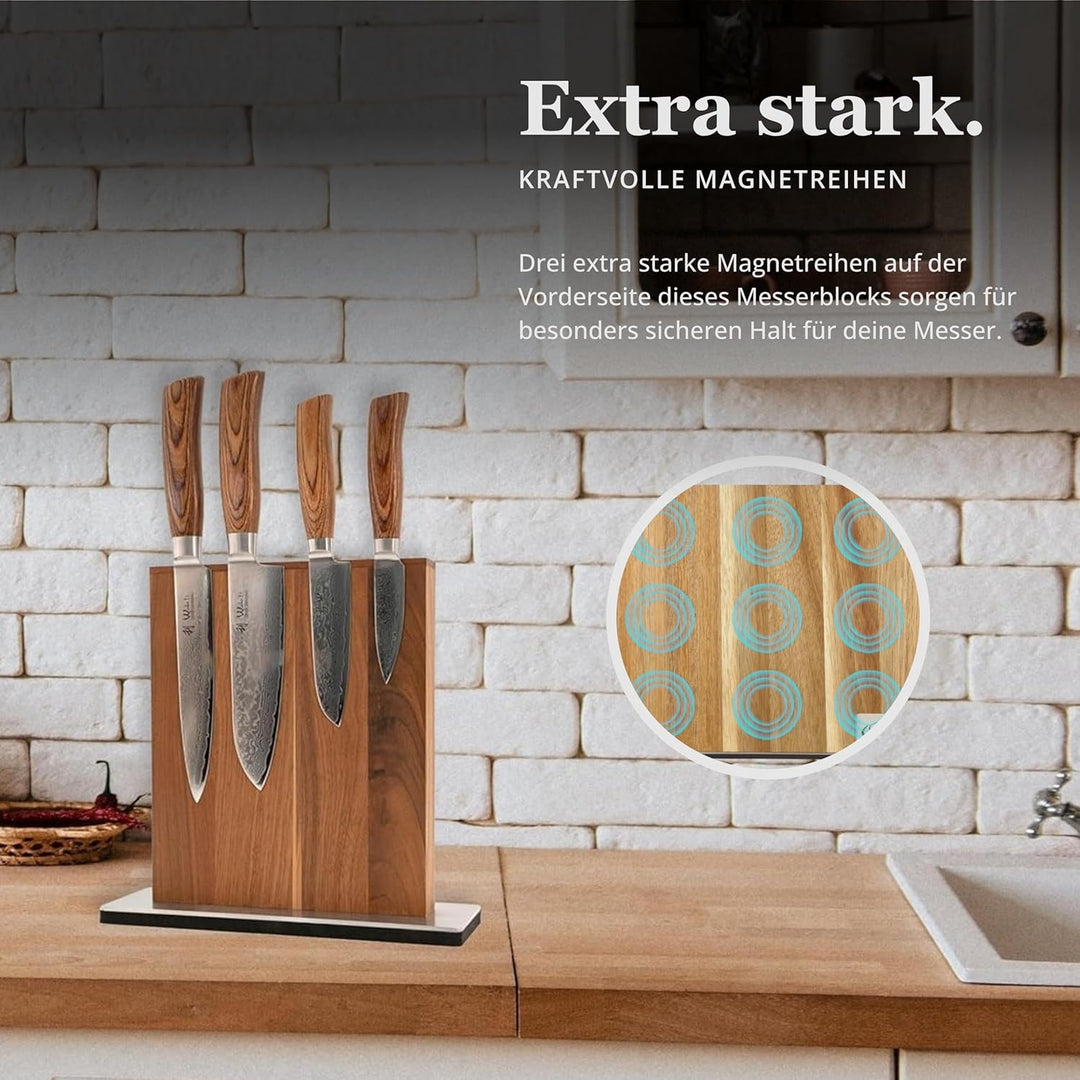Wakoli EDIB Pro Premium 4er Damastmesser-Set mit Messerblock I 8-17 cm Klingen gefertigt aus 67 Lage
