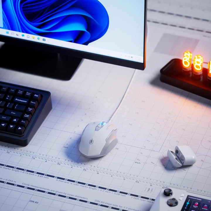 Uineer Maus Mit Kabel, ergonomisches Design, bis zu 7200 DPI einstellbar mit 6 Tasten, Computer Maus