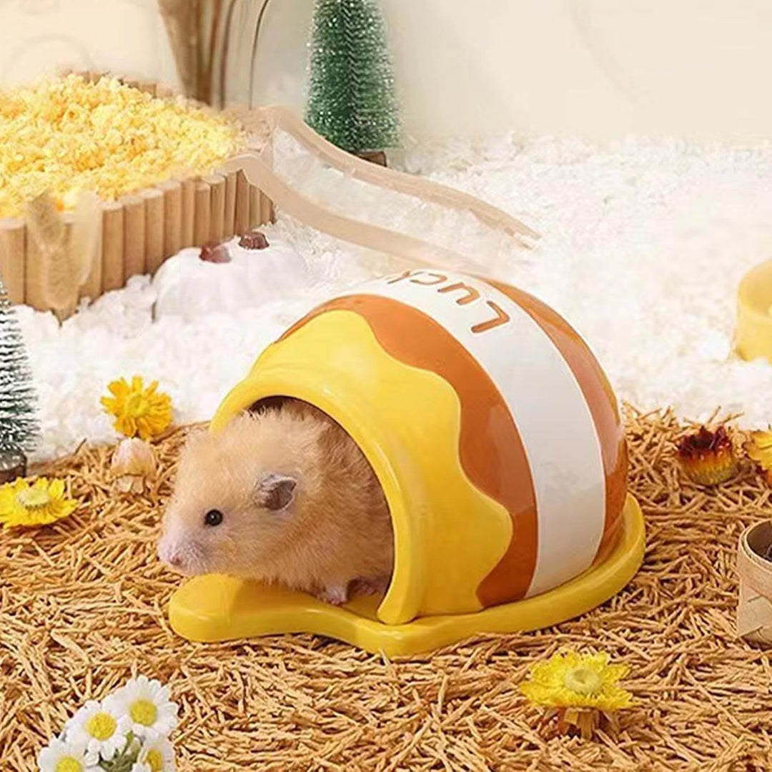 usefulbeauty Keramik-Hamsterhaus, Haustier-Hamsterhaus | Sommer-Cartoon-Hamster-Haus - Haustiernest