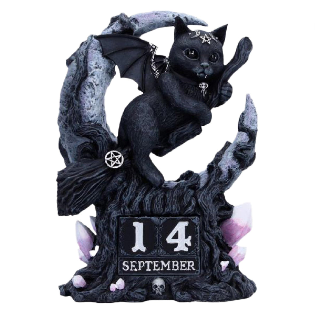Nemesis Now Cult Cuties Malpuss Ewiger Kalender – handbemalter Gothic-Hexerei-Schreibtischkalender a
