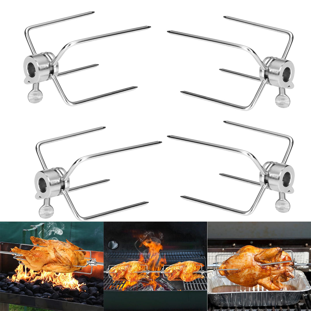 4 Stück Fleischklammer für Drehspiess Fleischnadeln BBQ Klammer Fleischnadel für Grillspiess Edelsta