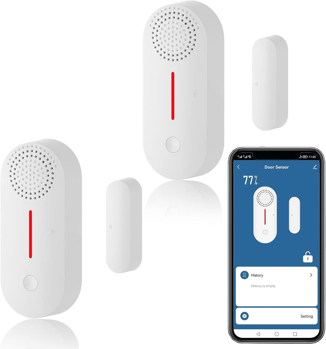 WiFi Smart Türsensor, drahtloser Türfenster Sensor Alarm, Mini Kontaktsensor für die Sicherheit zu H