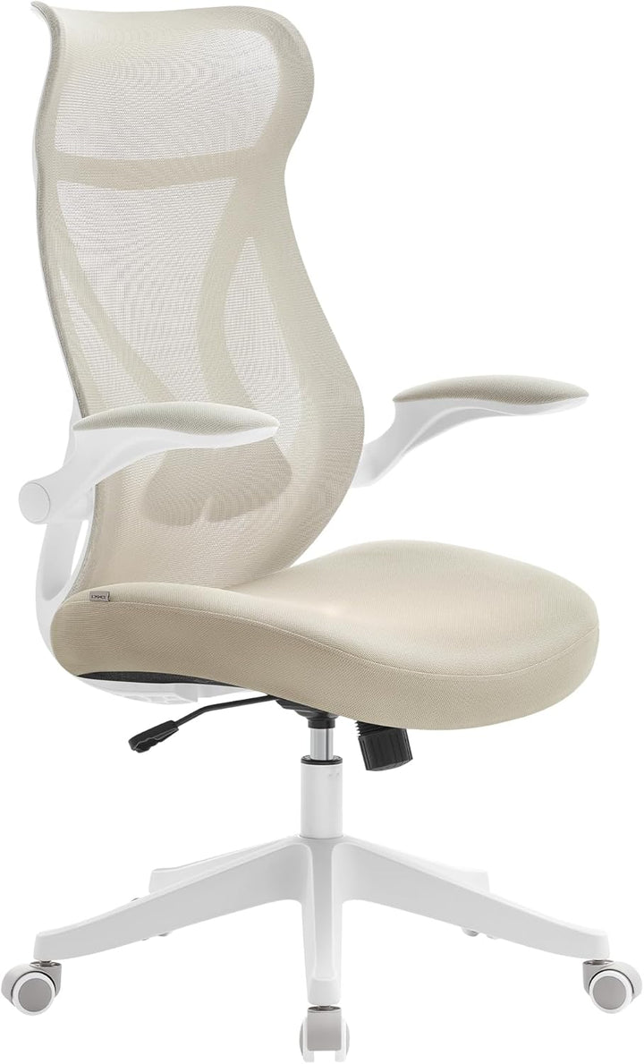 SONGMICS Bürostuhl, Schreibtischstuhl, ergonomische Rückenlehne, höhenverstellbar, hochklappbare Arm