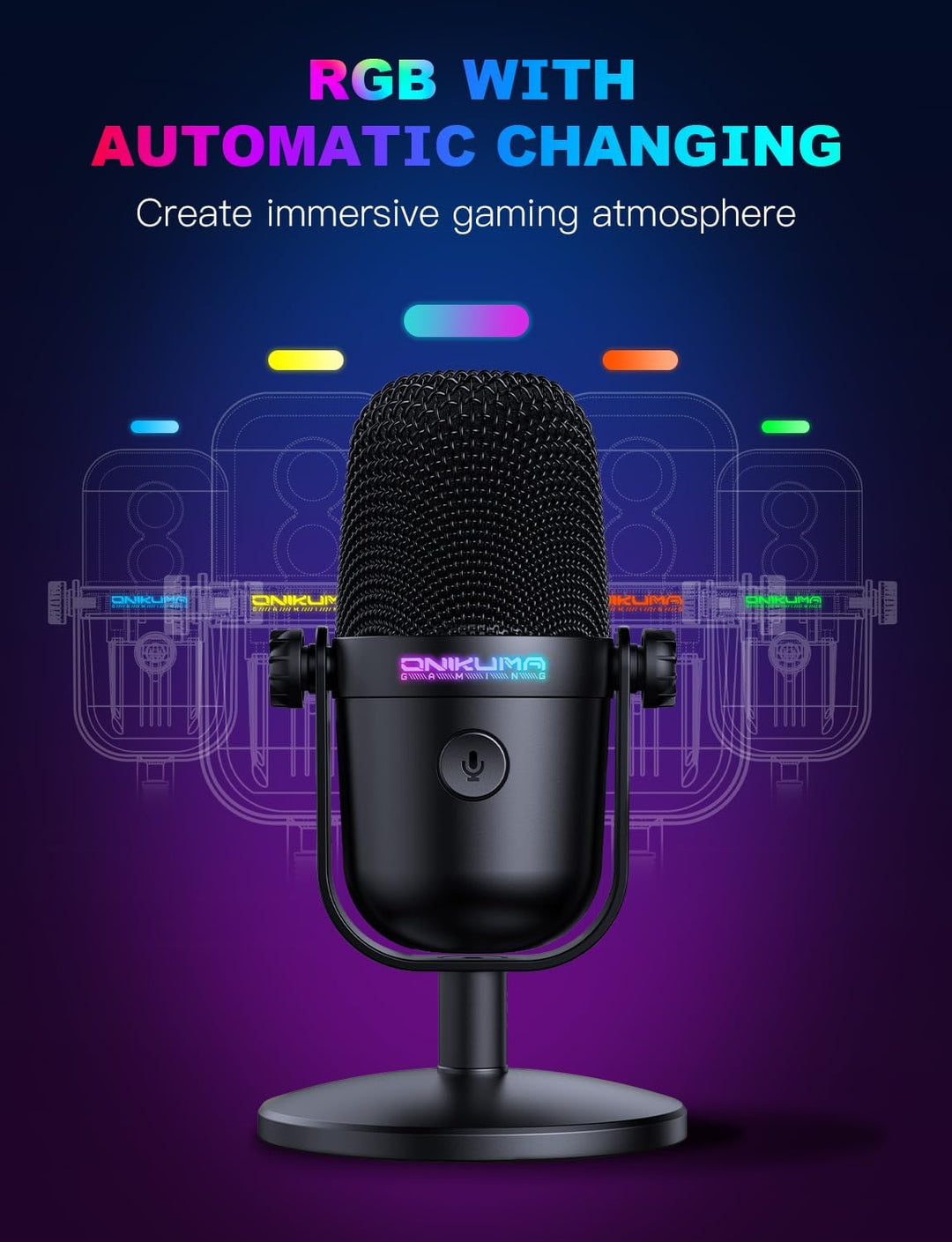 Gaming-Mikrofon mit Geräuschunterdrückung & Stummschalttaste, USB-Kondensatormikrofon für Streaming/