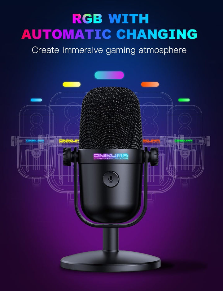 Gaming-Mikrofon mit Geräuschunterdrückung & Stummschalttaste, USB-Kondensatormikrofon für Streaming/