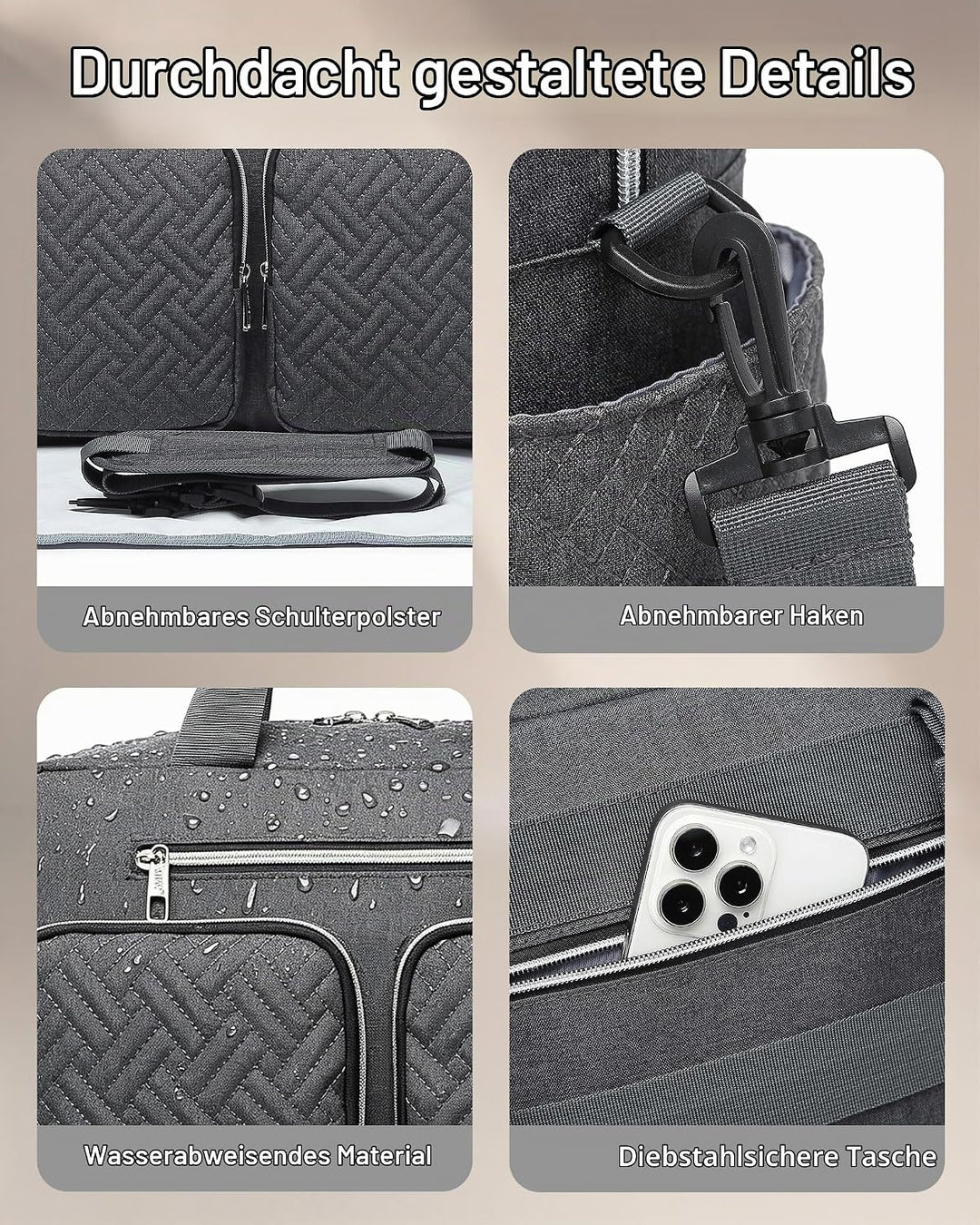 KONO Baby-Wickeltasche, stilvoll, für Mama und Papa, wandelbare Reisetasche mit isolierten Taschen G