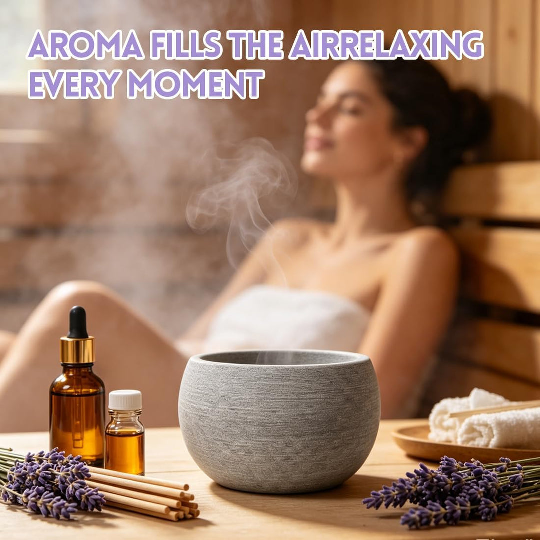 RANJIMA Sauna Verdampferschale aus Granit 10,5 x 6 cm Aromaschale für Aufgüsse auf Saunasteine mit M