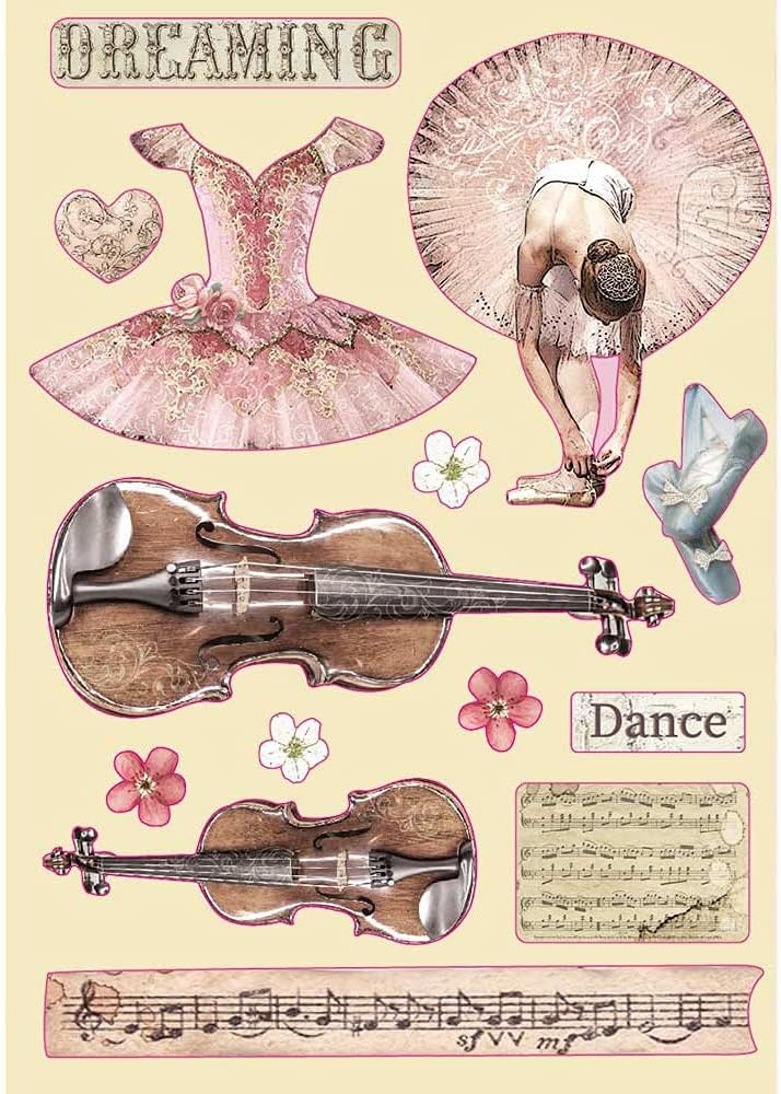 Stamperia Farbige Form - Passion Violine und Tanz, Pastelltöne, A5