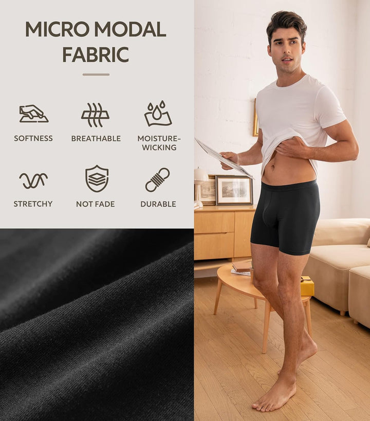 DAVID ARCHY Herren Boxershorts Mehrfachpack, Mirco Modal Stretcken Klassischer Retroshorts, Unterhos
