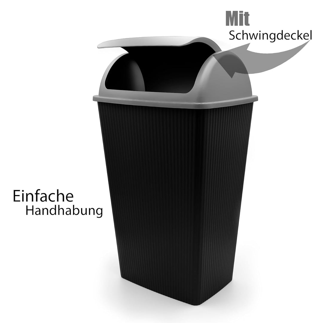 BigDean Mülleimer mit Schwingdeckel 45 L Anthrazit – Abfalleimer für die Küche & Büro – Müllbehälter