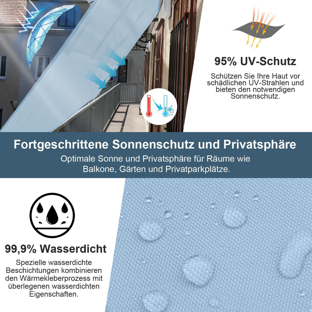 COOL AREA Sonnensegel Wasserdicht Quadratisch 3x3m Sonnenschutz 95% UV Schutz Windschutz,Wasserabwei