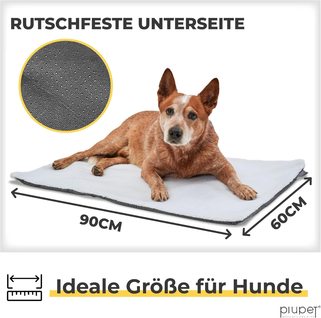 PiuPet® Selbstheizende Decke Hund I 90x60cm I Hunde Thermodecke I Beheizbare Hundedecke I Selbstwärm