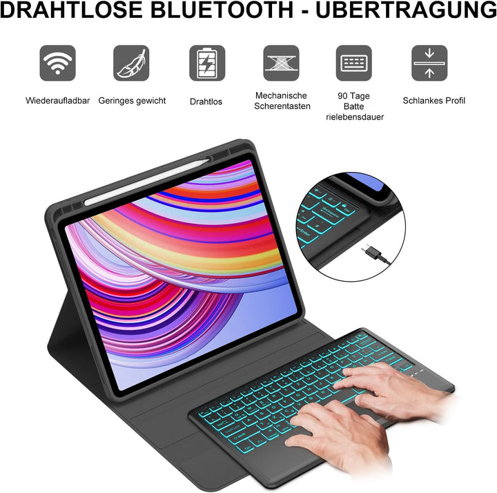 IVEOPPE Tastatur für Redmi Pad Pro 12.1, Hülle Tastatur für Redmi Pad Pro 2024 Con Touchpad, Bluetoo