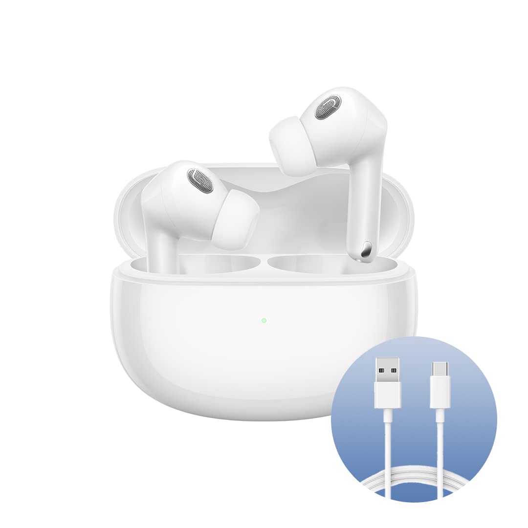 Xiaomi Buds 3T Pro (Gloss White) mit USB-C-Kabel 1 m, Bluetooth 5.2 Verbindung, Geräuschunterdrückun