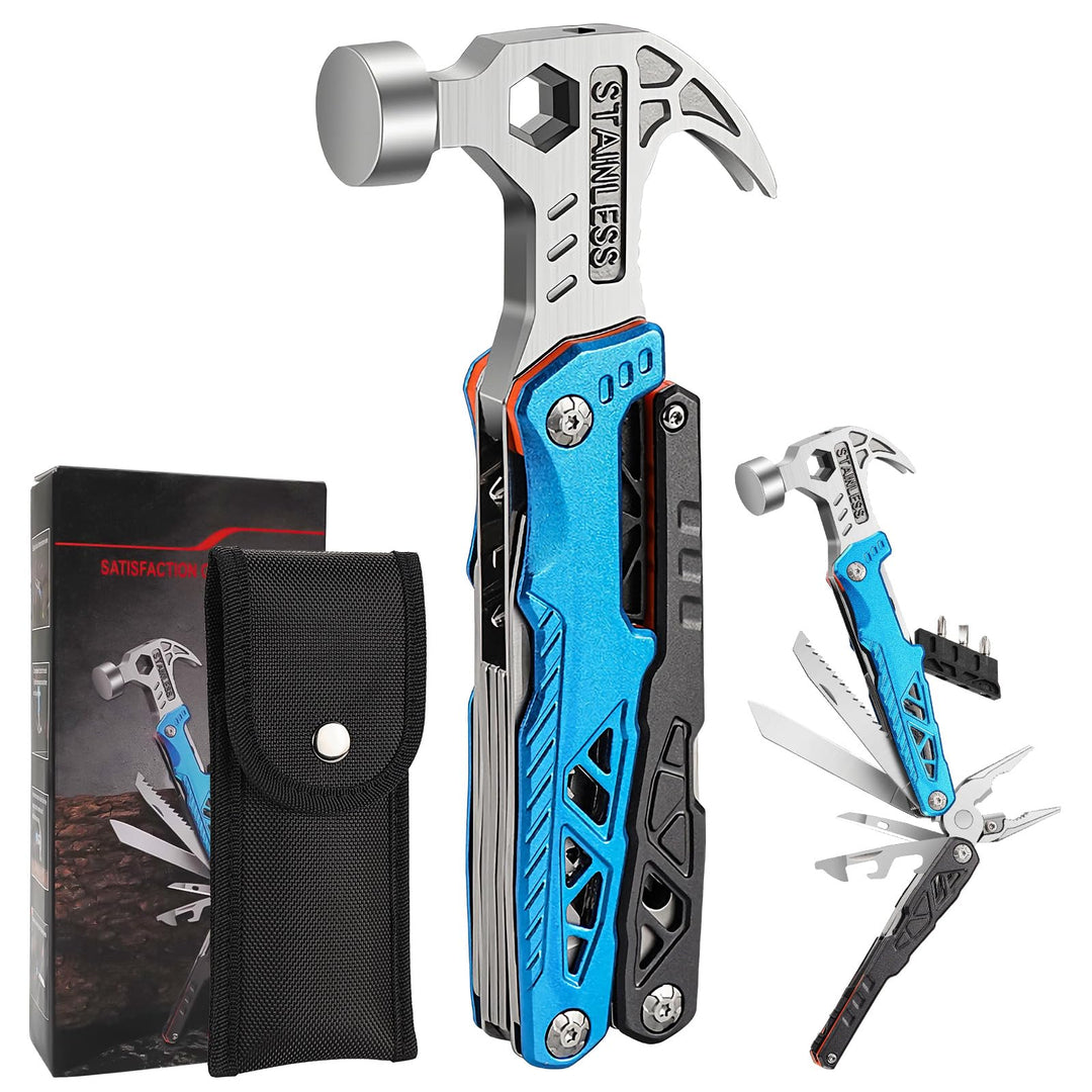Multitool mit Hammer und Nagelzieher, robustes Werkzeug für Camping Outdoor Hammer Blau, Hammer Blau
